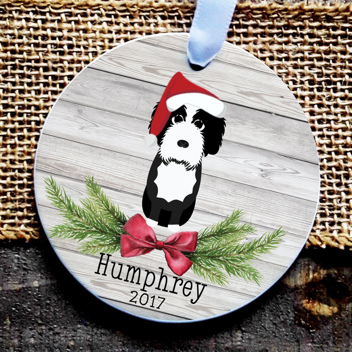 Bernedoodle Black and White Dog Ornament Personalized Dog Etsy