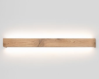 Moderne Wanddekoration aus der Mitte des Jahrhunderts Lineare Holzwandlampe SLIMPEACE Moderne rustikale Wandleuchten Hochwertige Handarbeit