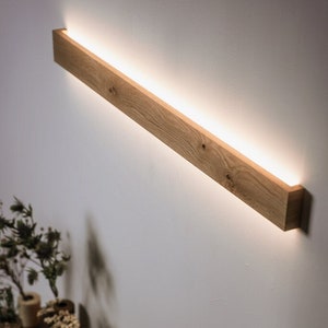 minimalist wooden linear wall lamp ambient light SLIMPEACE Pure Oak high quality handcrafted image 3