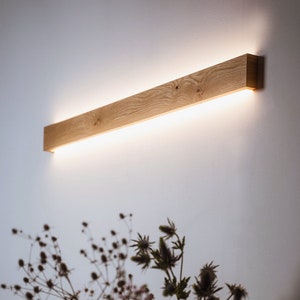 minimalist wooden linear wall lamp ambient light SLIMPEACE Pure Oak high quality handcrafted image 7