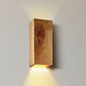 Handmade Oak Wood Wall Sconce Lamp: Rustic Home Lighting