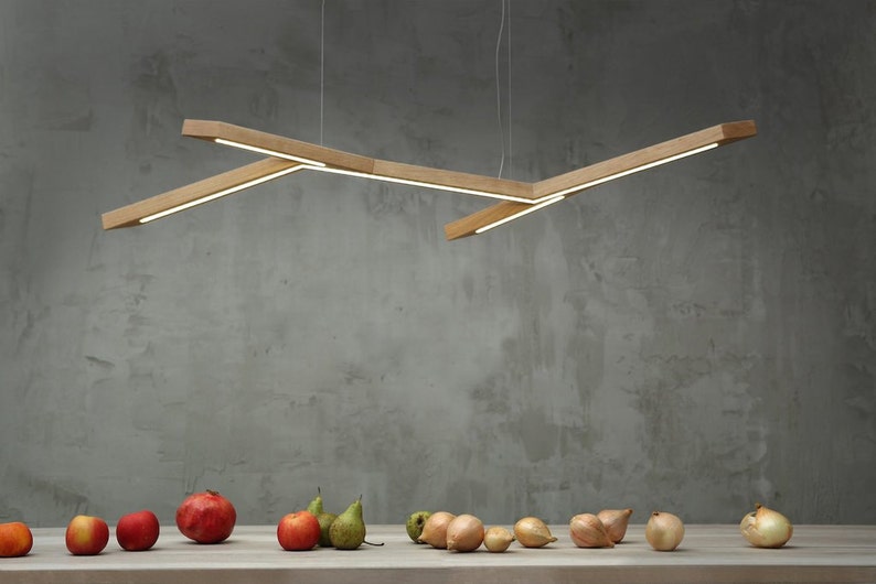 Handmade Oak LED Pendant Lamp, Modern Wood Dining Light Pure oak