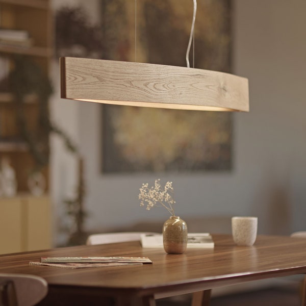 Perfect for dining tables NOE pendant wooden lamp hanging above the table