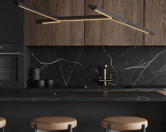 Handmade Oak LED Pendant Light, Modern Kitchen Island Lighting