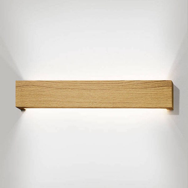 minimalistische lineare Wandleuchte aus Holz Umgebungslicht SLIMPEACE hohe Qualität handgefertigt