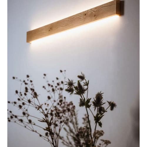 lampe murale linéaire en bois minimaliste lumière d'ambiance SLIMPEACE haute qualité artisanale