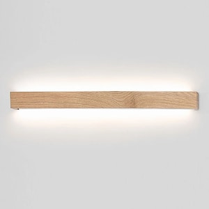 minimalist wooden linear wall lamp ambient light SLIMPEACE Pure Oak high quality handcrafted 100cm / 39,2 inch