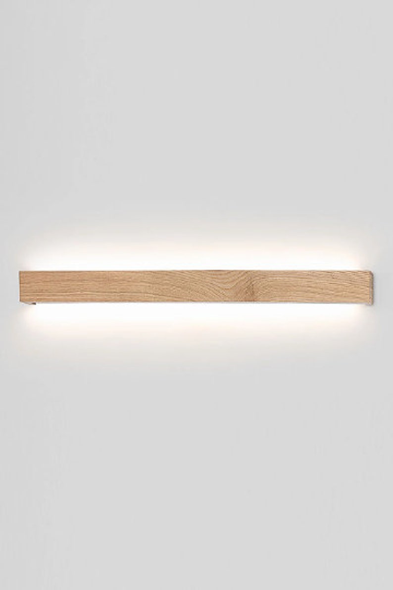 minimalist wooden linear wall lamp ambient light SLIMPEACE Pure Oak high quality handcrafted 100cm / 39,2 inch
