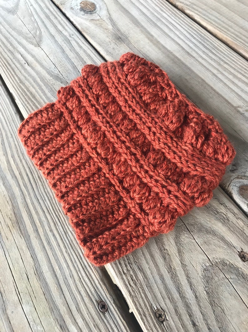 The LJ Messy Bun Beanie Handmade Messy Bun Hat Crocheted Beanie Messy Bun Beanie Mom Hair Beanie