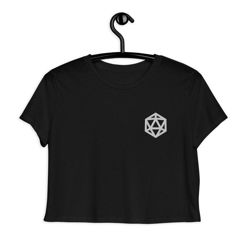 Embroidered D20 Polyhedral Dice D/&D Crop Top