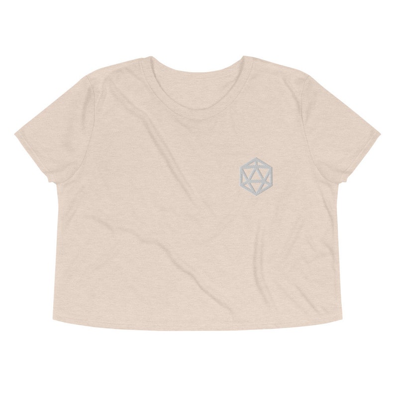 Embroidered D20 Polyhedral Dice D/&D Crop Top