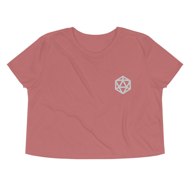 Embroidered D20 Polyhedral Dice D/&D Crop Top