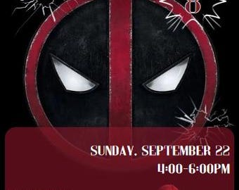 DIGITAL DOWNLOAD personalized Deadpool birthday invitation, Deadpool birthday, editable design