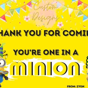 DOWNLOAD DIGITAL cartão de agradecimento personalizado Minion, One in a Minion Thank You, design personalizado
