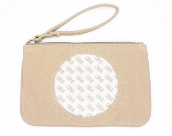 Canvas Clutch: NATURAL with Round Insert - Small Everyday Bag - Self Finishing Needlepoint Clutch