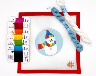Snowman Needlepoint Canvas or Kit, Winter Ornament Design for a Cozy Holiday Project
