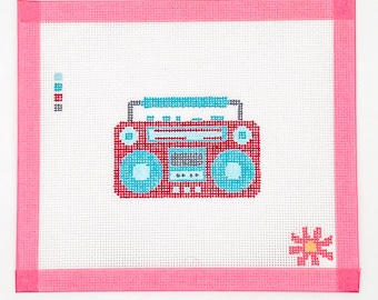 Handpainted Boombox Needlepoint Canvas: 80s/90s Design, Zweigart Mono Deluxe