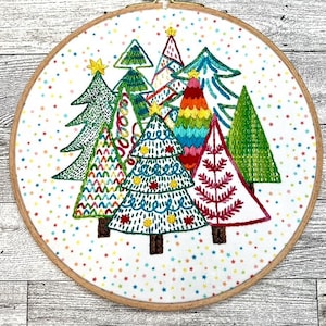 O Christmas Tree Colorful Holiday Hand Embroidery Pattern