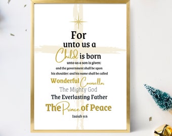 Isaiah 9:6 Digital Christmas Print, Merry Christmas,  Digital Download, Print at Home