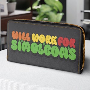 Funcionará para simoleones, billetera con cremallera gris oscuro, regalo para los amantes de los Sims, Simmers, jugadores