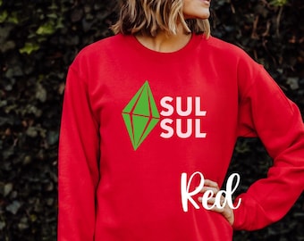 The Sims Simlish Greetings Hello Sul-Sul Green Plumbob Crewneck Sweatshirt