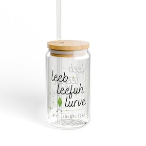 Simlish Leeb, Leefuh, Lurve Meaning Live, Laugh, Love Sipper Glass 16oz, Gift for The Sims Lover, Simmers, Gamers