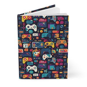 Gaming-Themed Hardcover Journal, Perfect for Gamers, Note-taking, Doodling, Gifts for Birthdays, Christmas, and School