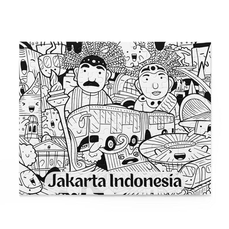 Iconic Jakarta Black and White Cityscape Puzzle 120 252 Etsy