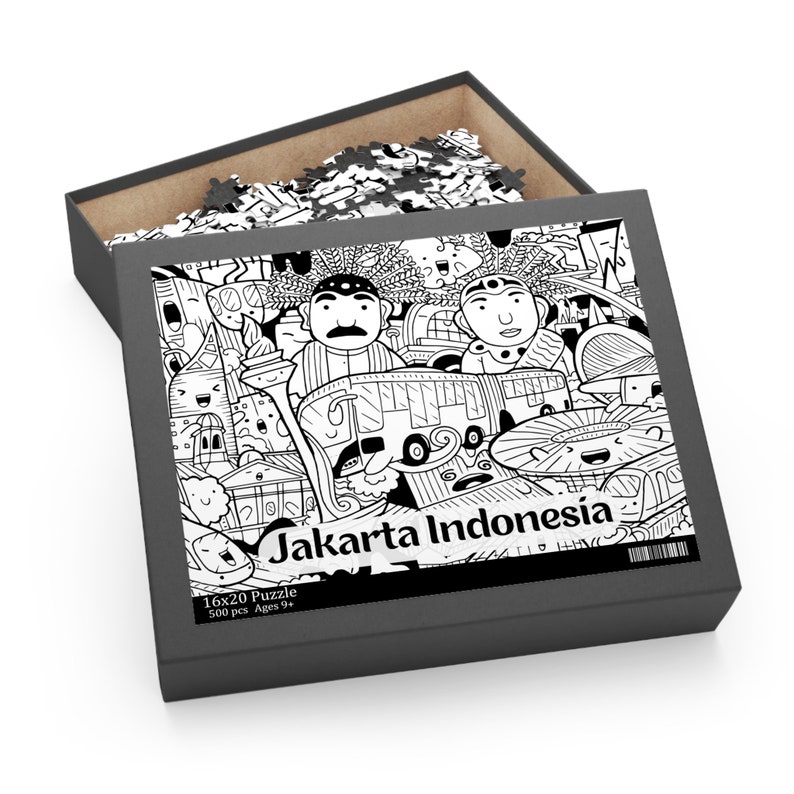 Iconic Jakarta Black and White Cityscape Puzzle 120 252 Etsy