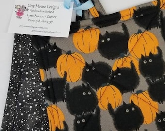 Agarraderas acolchadas de Halloween: Gatos negros y calabazas (juego de 2)