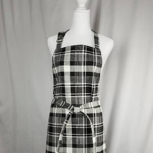 Black and White Plaid Aprons for Women, Cotton  Aprons, Women&#39;s Kitchen Apron, Kitchen Chef Gifts, Cooking  Apron, Bakers Gifts, Chefs Apron