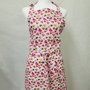 Hearts Apron for women, Valentines Cotton Aprons, Womens Kitchen Apron, Kitchen Chef Gifts, Cooking Apron, Bakers Gift, Home Cook Gifts