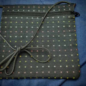 Small Travel Purse, Grab and Go Shoulder Bag, Black with Rainbow Squares Designer Fabric Purse, Designer Fabric Crossbody, Handmade Purse