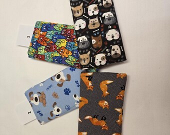 Soft Fabric Eyeglass Case: Padded Sunglass Pouch, Dog & Cat Print