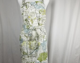 Delantal de algodón con mapa del mundo: regalo ajustable para chef de cocina