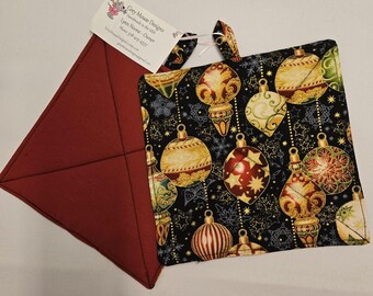 Agarraderas acolchadas con adornos navideños: decoración navideña para la cocina