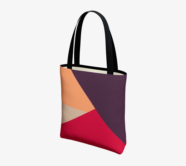 Warm Colors Abstract 16\u201d x 13\u201d Canvas Tote Bag Modern Everyday Bag School bag Laptop Bag Oversized Handbag Travel Tote