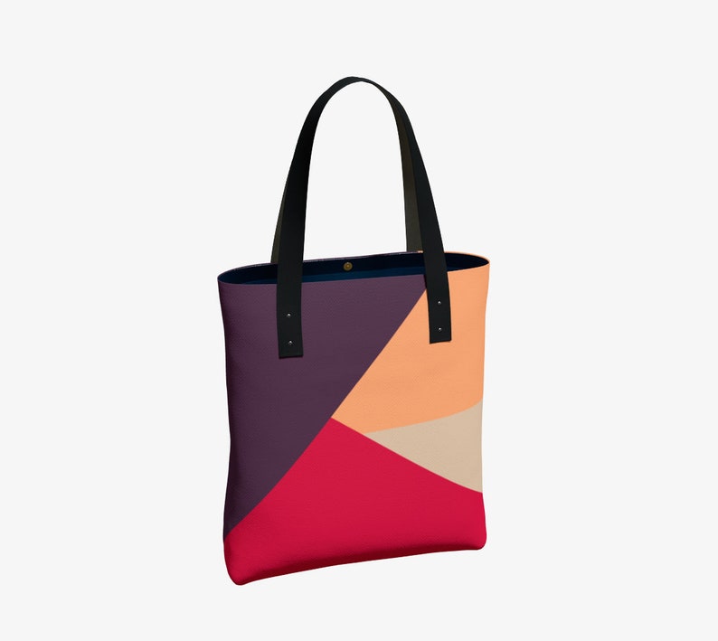 Warm Colors Abstract 16\u201d x 13\u201d Canvas Tote Bag Modern Everyday Bag School bag Laptop Bag Oversized Handbag Travel Tote
