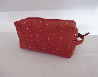 Cube Pencil Case in Quilted Double Gas and Coated Cotton