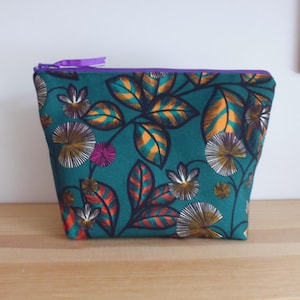 Trousse Maquillage en Toile de Coton Grandes Feuilles et Intérieur coton enduit