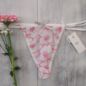 Mia Underwired Bra and Thong Set Womens Lingerie | Womens Underwear | Handmade Lingerie | Floral Thong | Floral Bra | Ready to Ship image 4