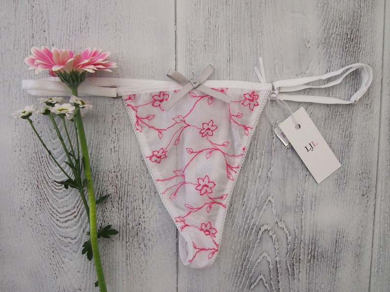 Mia Underwired Bra and Thong Set Womens Lingerie | Womens Underwear | Handmade Lingerie | Floral Thong | Floral Bra | Ready to Ship image 4