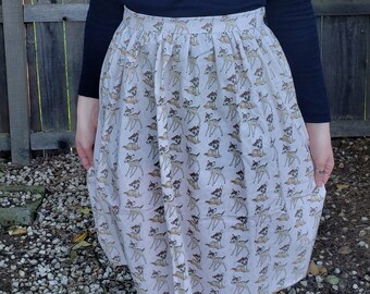 Fits 30-36 waist Disney Bambi Ladies Skirt from upcycled vintage fabric