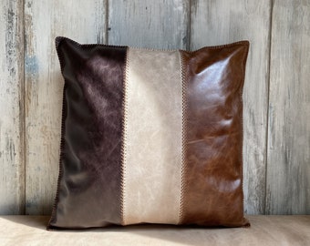 Real Leather Cushion Cover Handmade Leather Pillow Cover Leather Sofa Pillow Upholstery Antique Leather Throw Pillow Chesterfield Cushion