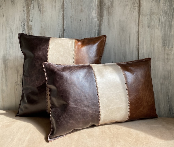 Real Leather Cushion Cover Handmade Leather Pillow Cover Leather Sofa Pillow Upholstery Antique Leather Throw Pillow Chesterfield Cushion