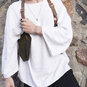 Ledertasche mit Holster, Umhängetasche, Ledertasche, Festival Bag, Brennender Mann Holster, Leder Harness Weste, Doppelhalfter