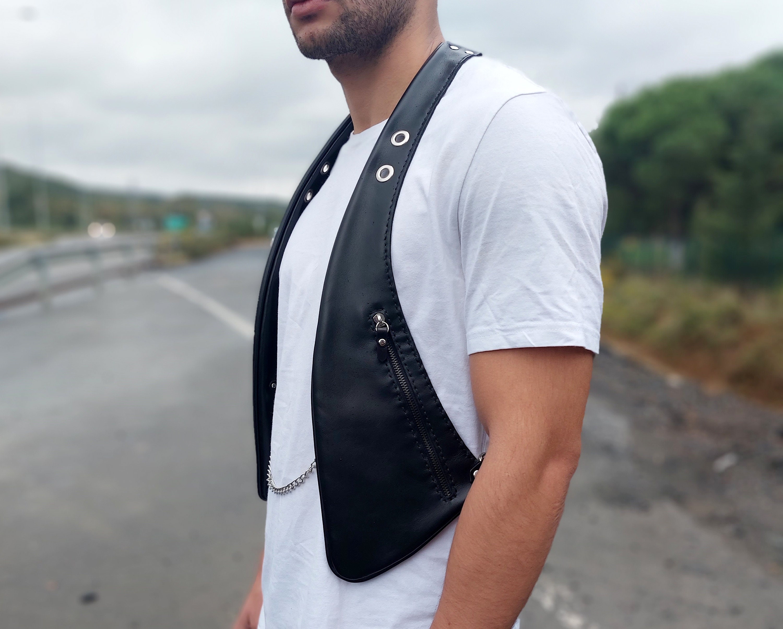 Holster Gilet Travelon Classic Mini Sac à Bandoulière Antivol - Violet | Linen Chest Sacoche Holster Homme