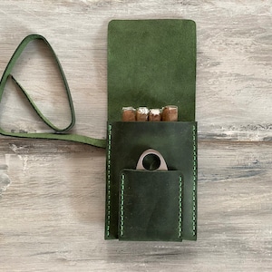 Green Leather Cigar Case Leather Cigar Wrap Leather Cigar Roll
