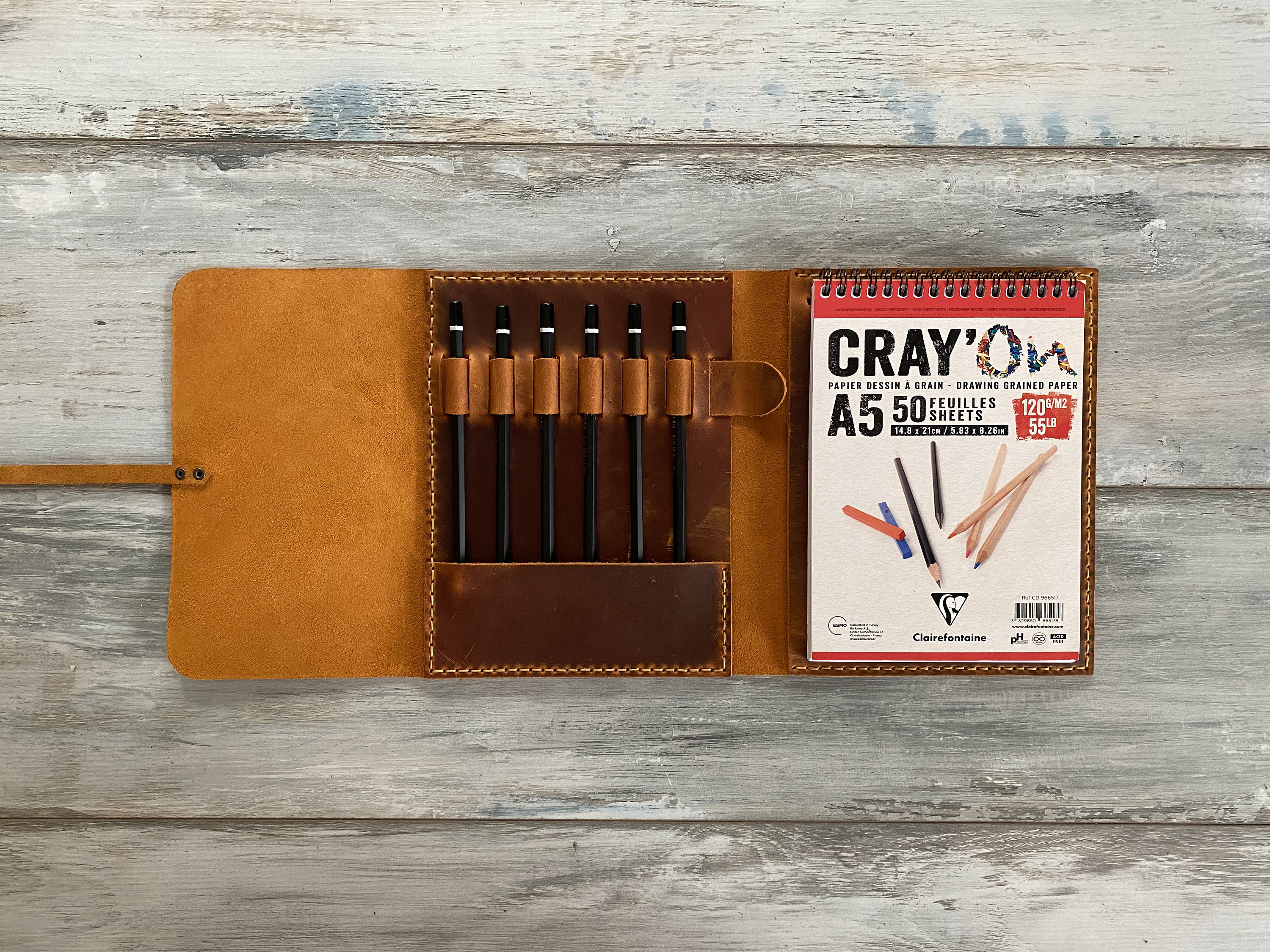 ターキー Navy Leather A5 Sketchbook Cover Leather Drawing Book Cover