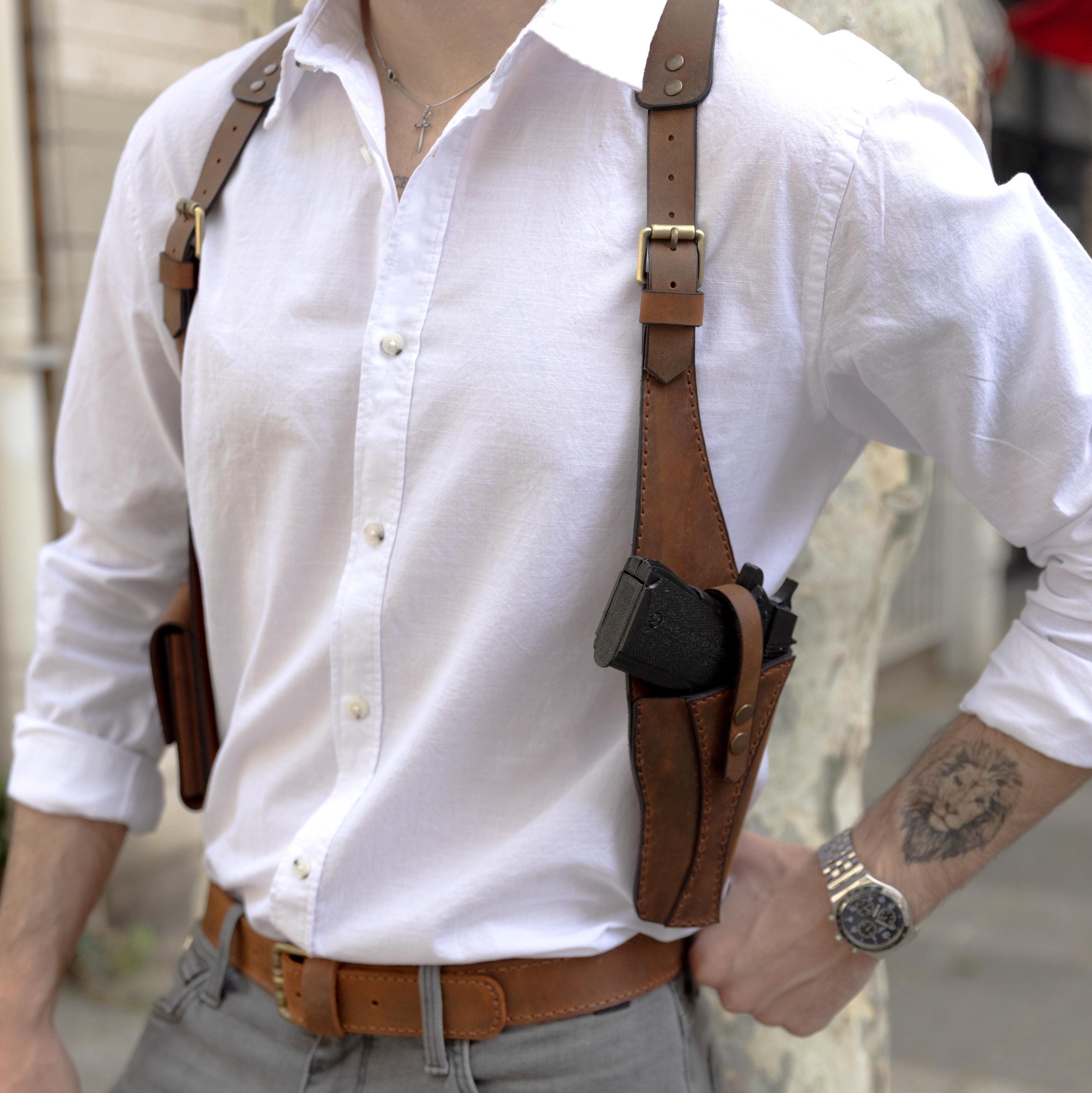 Étui D'épaule En Simili Cuir Pour Pistolet 1911, Réplique Avec Double Pochette Chargeur